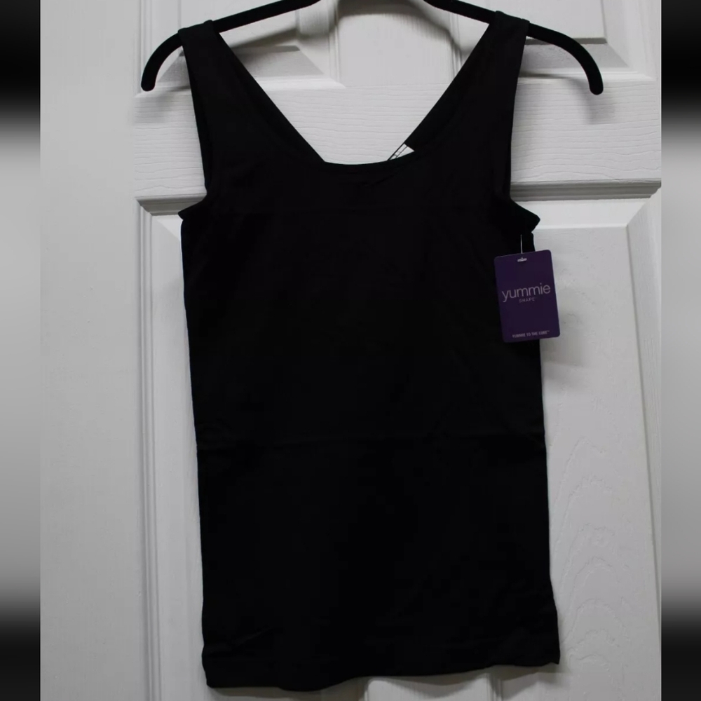Yummie Tummie UV Reversible Shapewear Tank Top Black Sleeveless Top